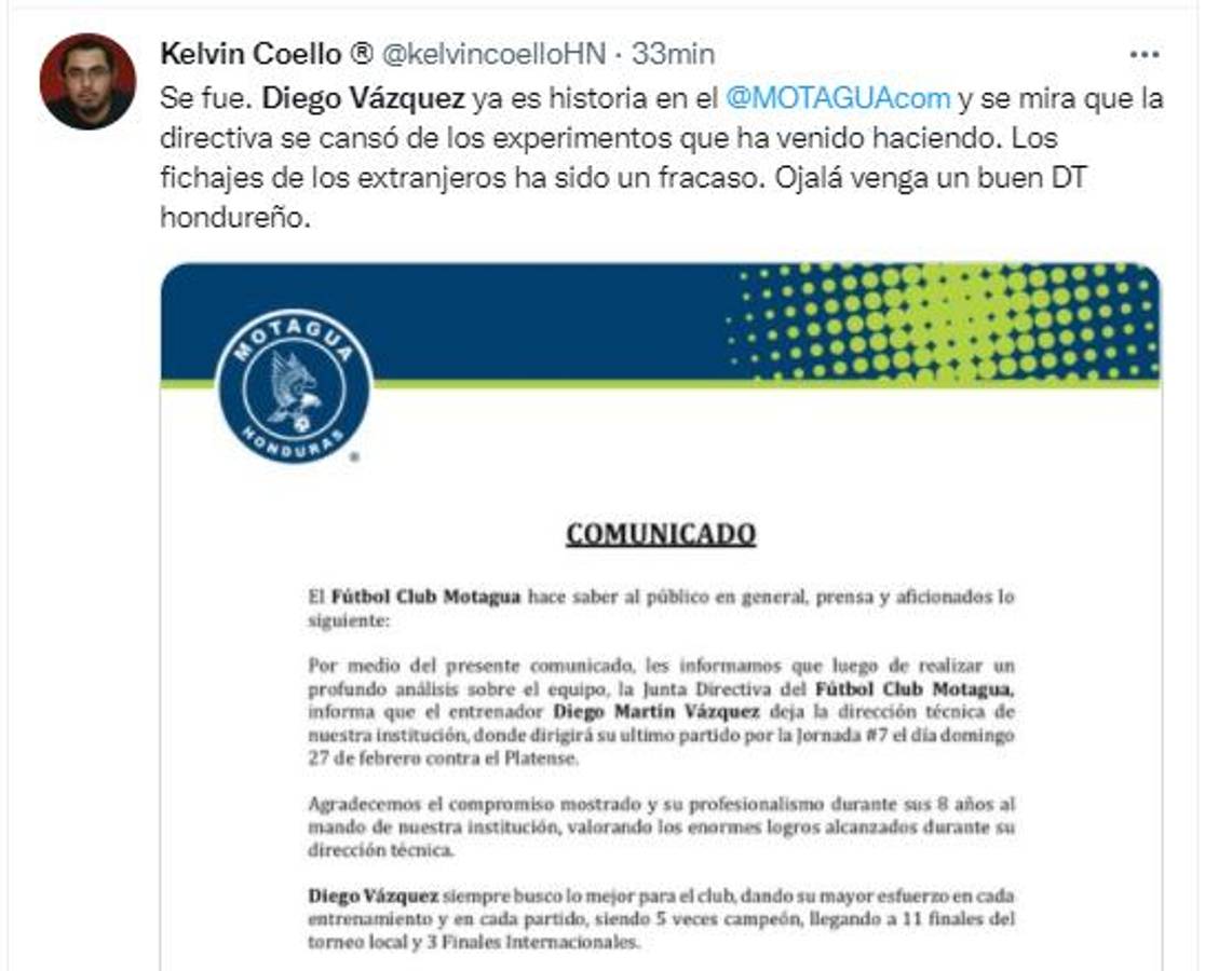 ¡Uno pide reconocimiento en el Nacional! La reacción de periodistas y aficionados tras la salida de Diego Vázquez de Motagua