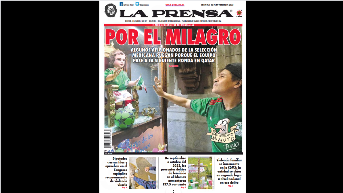 “A ganar y a rezar”, así amanecieron las portadas de los diarios mexicanos previo al juego ante Arabia Saudita