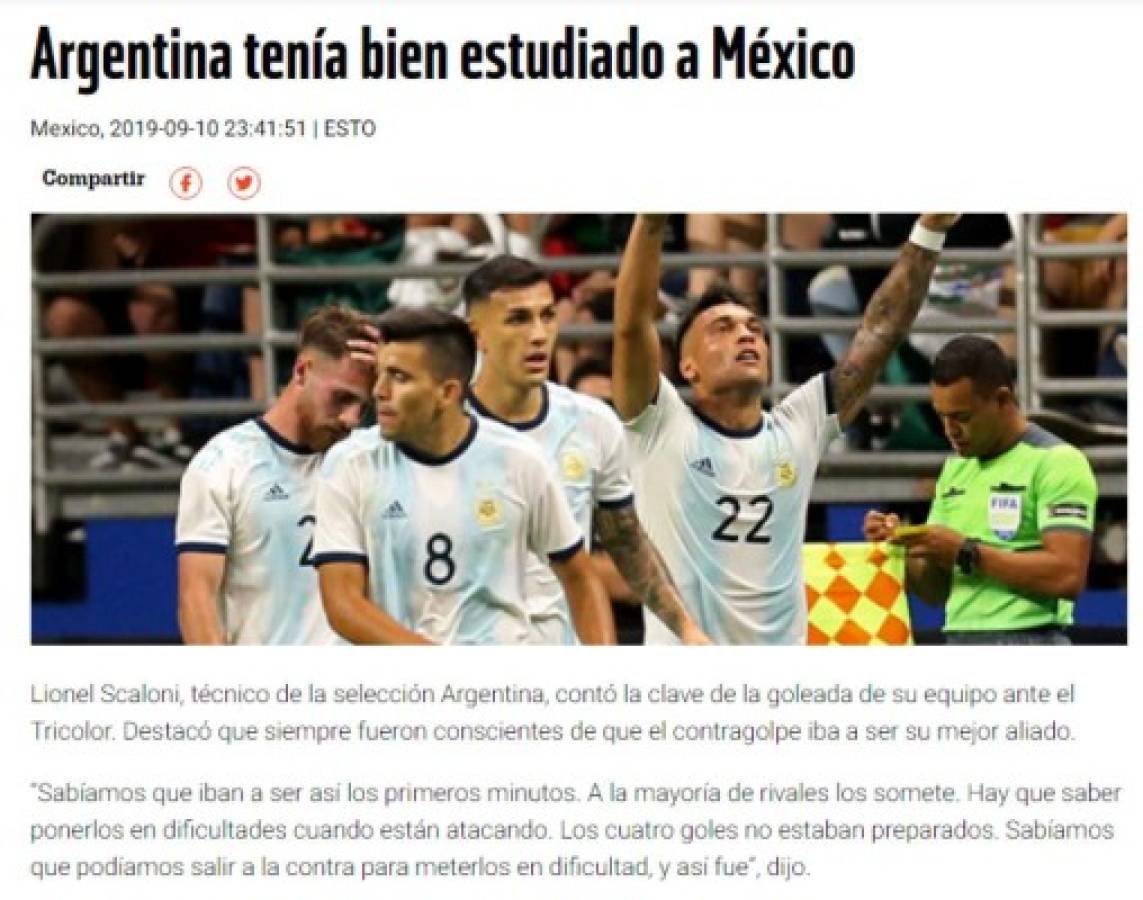 Lo que dice la prensa mundial tras la paliza de Argentina a México: 'Pesadilla y desastre'