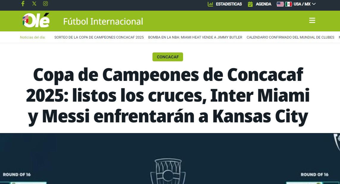 Lo que dice la prensa internacional sobre los cruces de la Copa de Campeones de Concacaf y del rival del Inter Miami de Messi