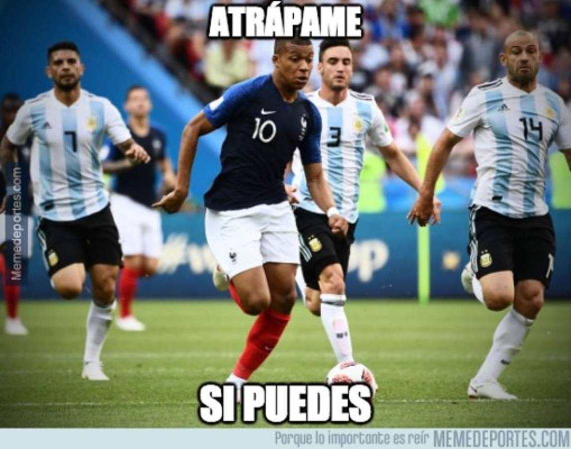 Mbappé aterroriza a Messi en los memes del Mundial de Rusia 2018  