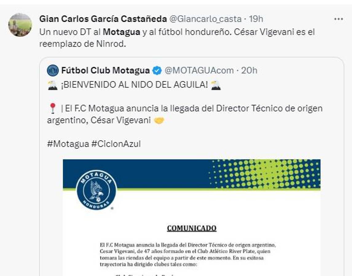Así reaccionó la prensa al fichaje de César Vigevani como nuevo DT de Motagua; periodista de ESPN dice que el idóneo era otro