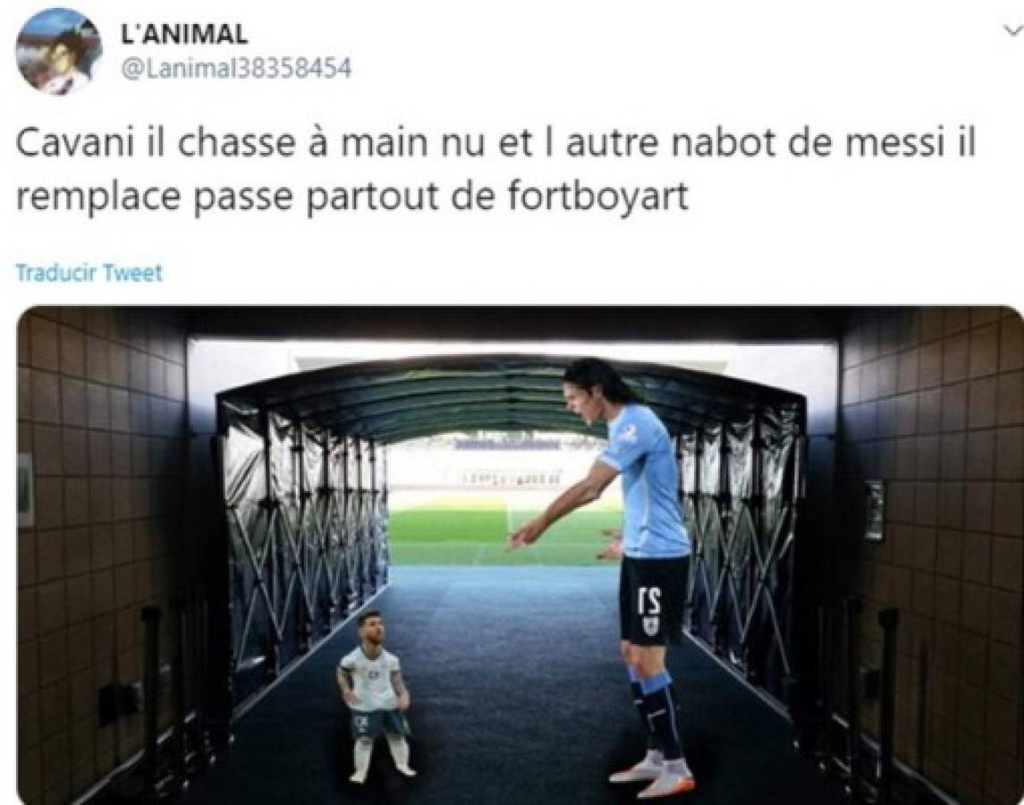 Los memes humillan a Messi tras su cruce con Cavani en el Argentina-Uruguay