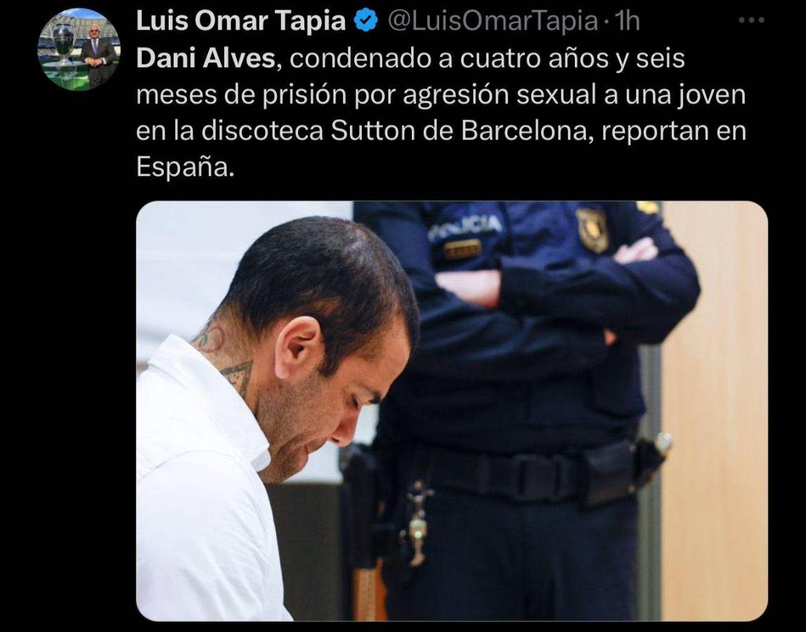 “Ser rico da el privilegio de violar”, “Rubiales irá a 7 años por un beso”: las reacciones en redes tras la condena de Dani Alves