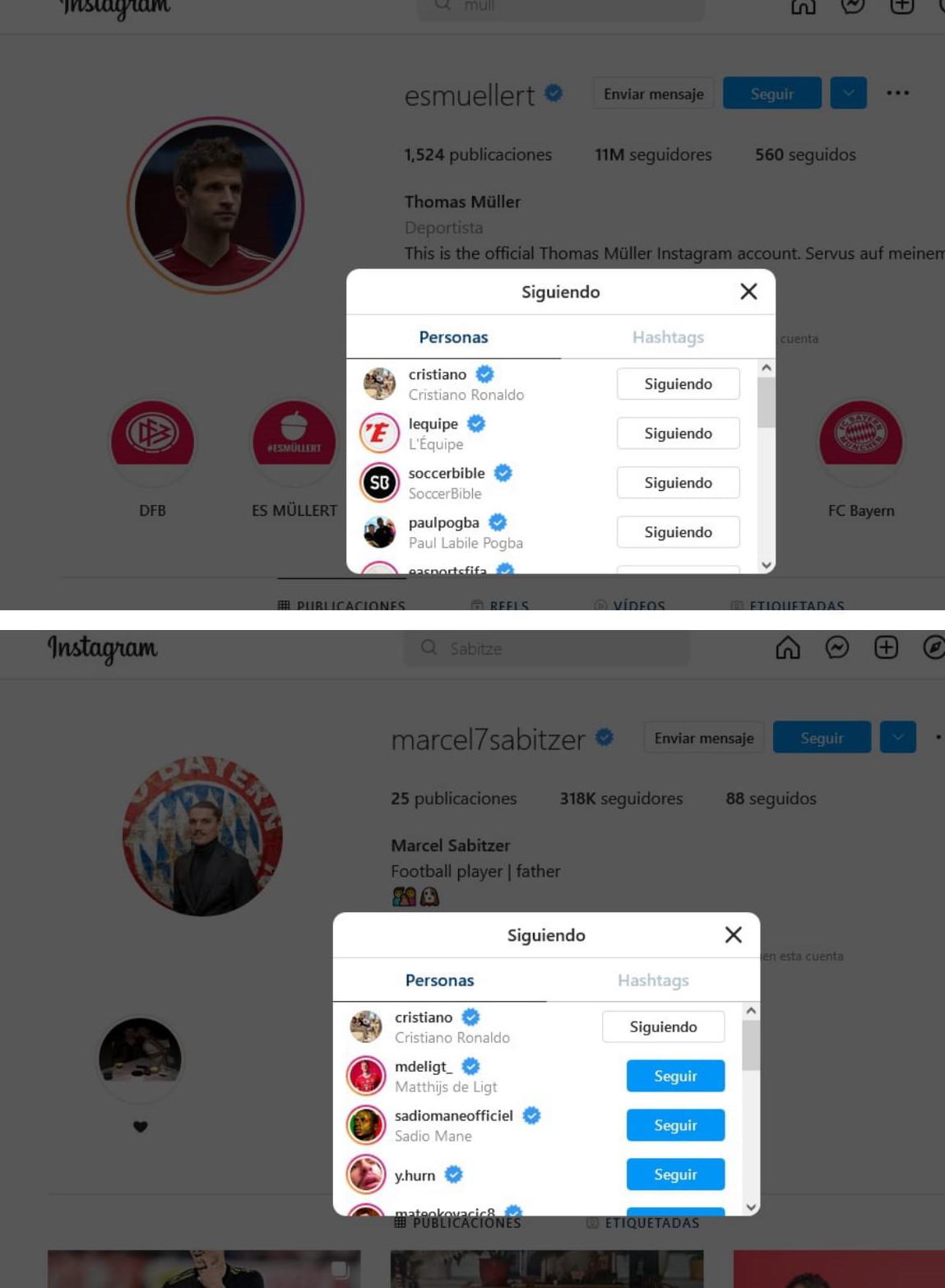 Thomas Müller, entre los jugadores que ya siguen a Cristiano Ronaldo.