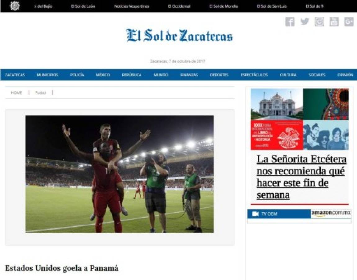 Portadas de diarios destrozan a selección de Panamá luego de goleada ante EEUU