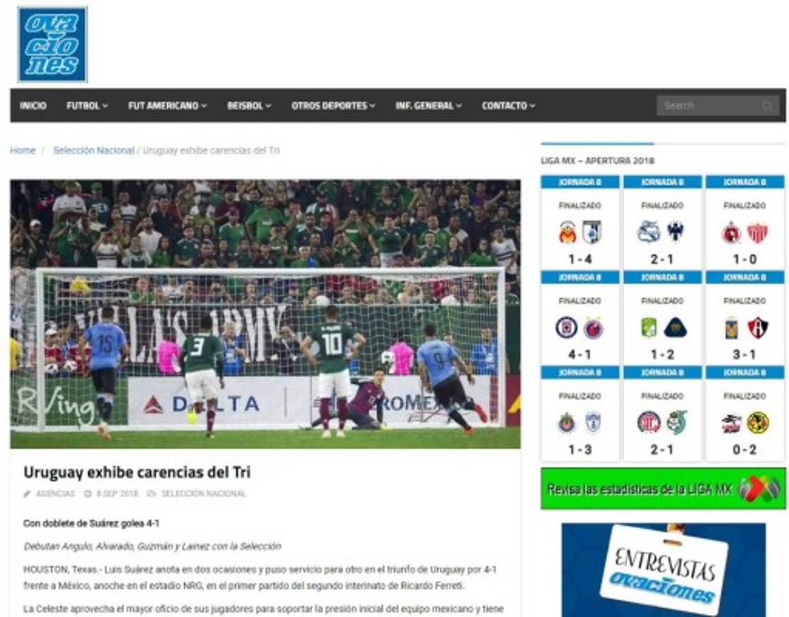 Medios mexicanos no perdonan a su selección tras ser goleada por Uruguay