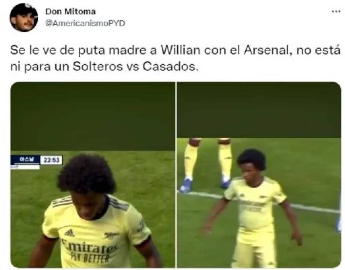 ¿Qué le pasó? William indigna a la afición del Arsenal por su sobrepeso, se burlan de él y lo comparan con Hazard