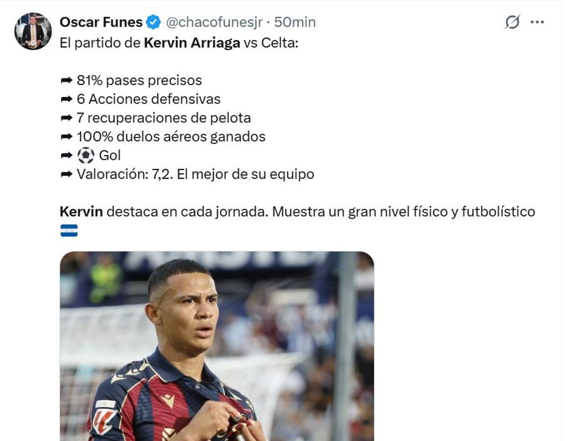 Es dueño del Levante y es una bestia: aficionados explotan tras el gol de Kervin Arriaga en España