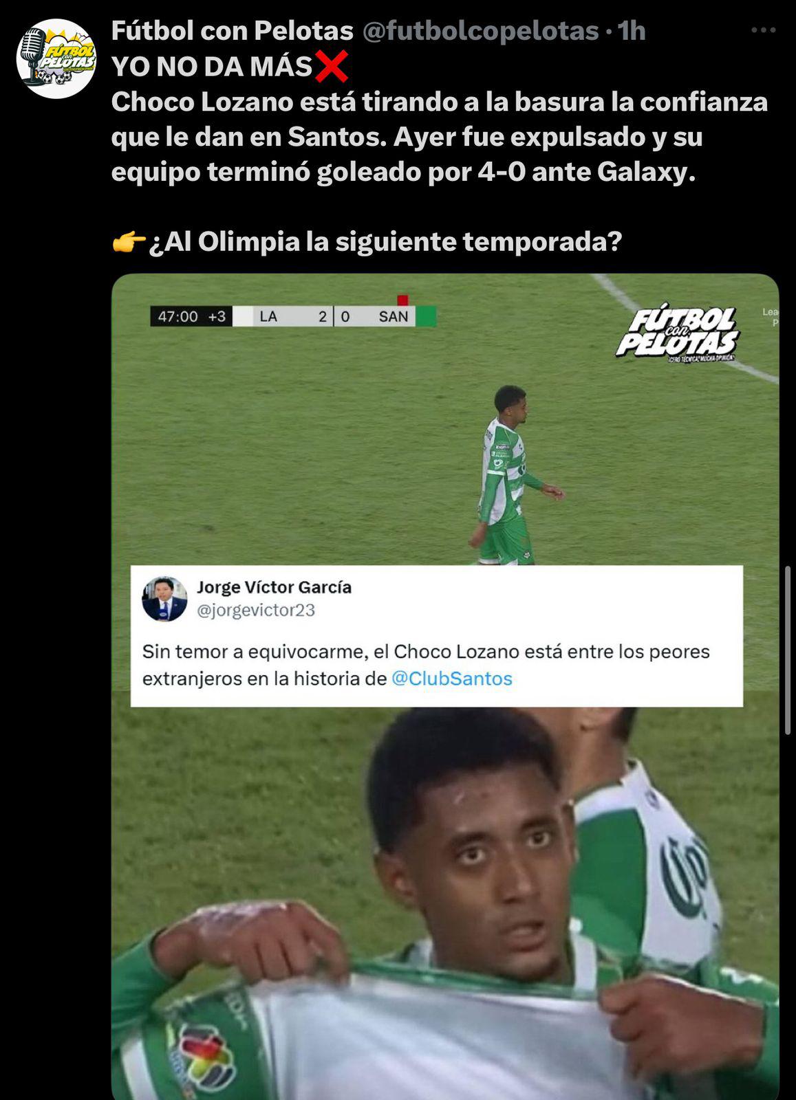 Choco Lozano es crucificado en el Santos Laguna y le llueven las críticas: Está entre los peores en la historia, No tiene para más