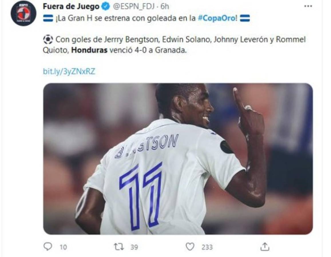 'La gran H se estrena', 'Queda mucha tarea': en las redes se comenta el debut de Honduras en Copa Oro