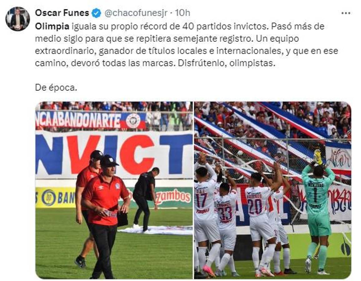 Lo que dice la prensa de Honduras del Olimpia y el impresionante récord que igualó: “De época e incomparable”