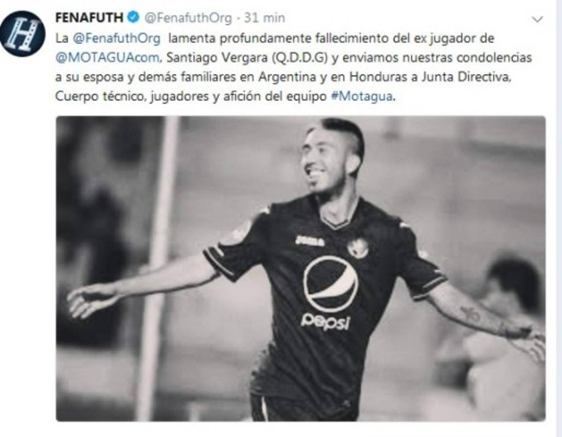 Fútbol hondureño se solidariza en redes tras fallecimiento de Santiago Vergara
