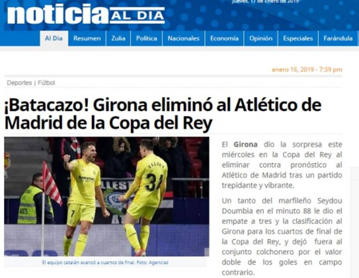 Portadas: Así titularon los diarios el batacazo del Girona del Choco Lozano ante el Atlético de Madrid