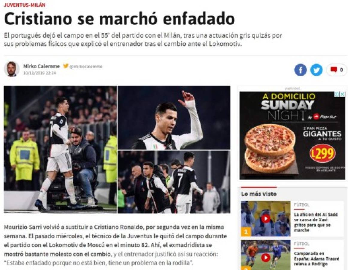 Lo que dice la prensa internacional sobre la nueva sustitución de Cristiano Ronaldo: 'No sucedía desde 2016'