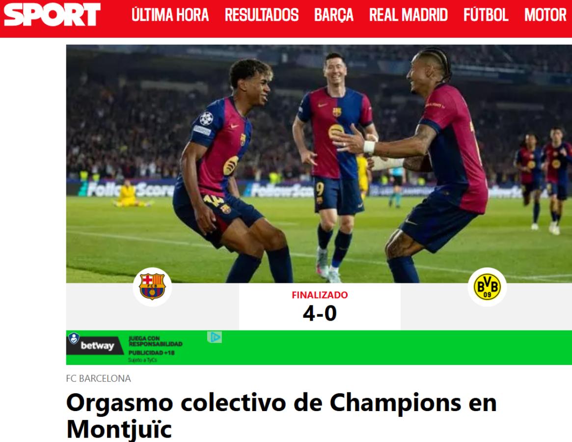 Serie liquidada, semifinales a la vista: así reaccionó la prensa tras la goleada del Barcelona al Dortmund en Champions