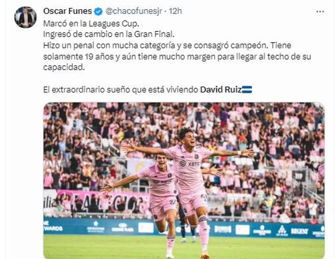 “Un hondureño es campeón con Messi”, “Un penal con categoría”: Los tremendos elogios a David Ruiz tras quedar campeón con Inter Miami