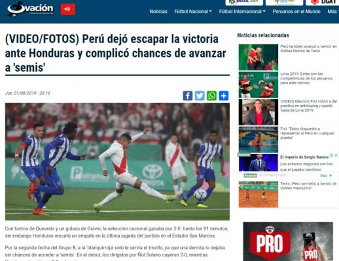 Lo que dice la prensa peruana tras el empate doloroso ante Honduras: 'Un desastre'