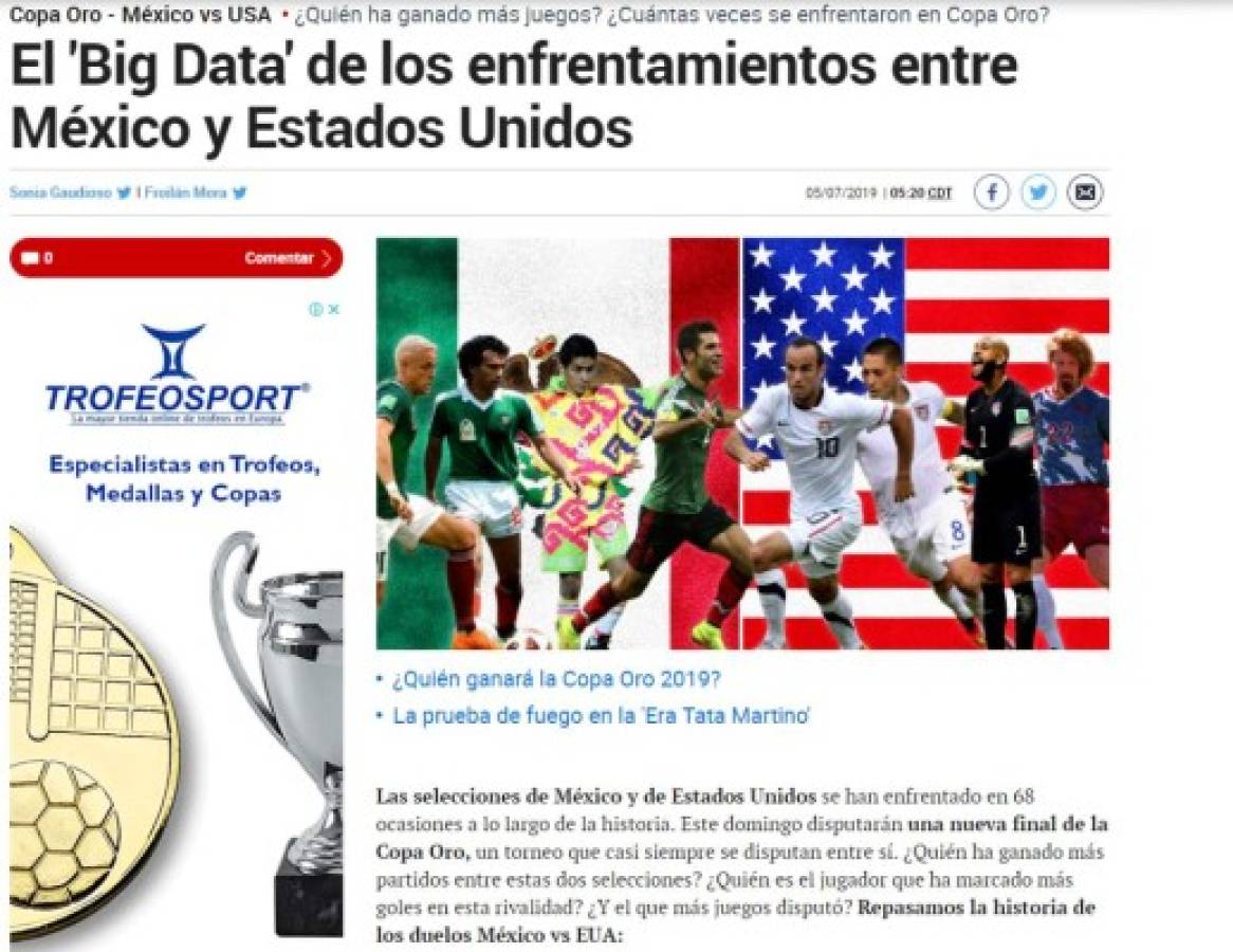 Lo que dice la prensa mexicana previo a la final de la Copa Oro: 'De goles en abundancia a sequía'  