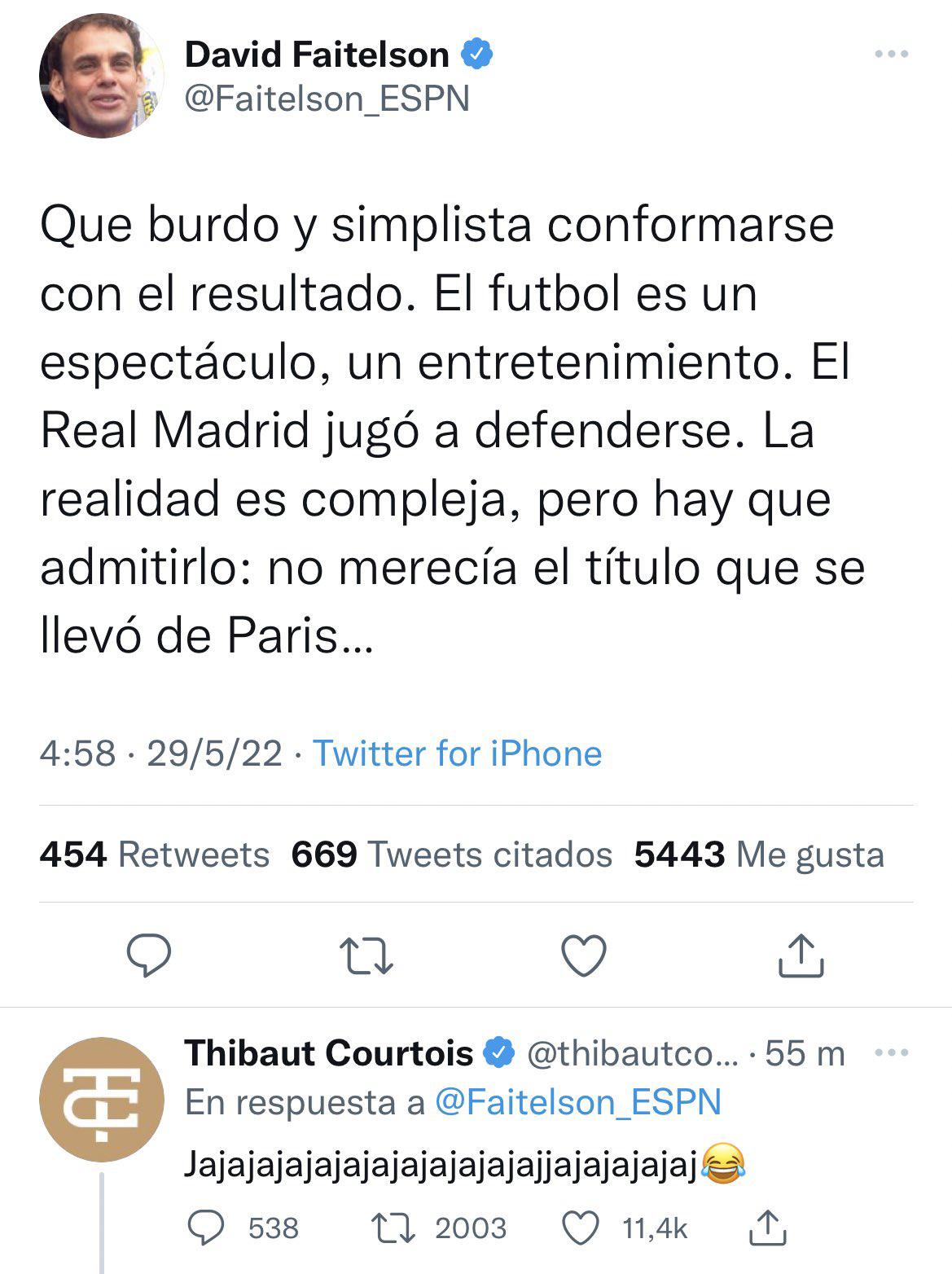 David Faitelson ataca al Real Madrid luego de ganar la Champions League y Thibaut Courtois responde burlándose