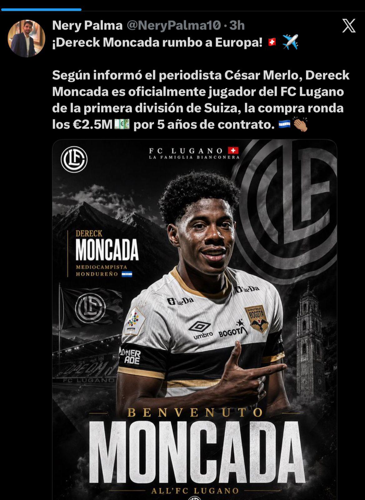 AS alucina su fichaje a Europa: así reacciona la prensa por el traspaso de Dereck Moncada a Lugano