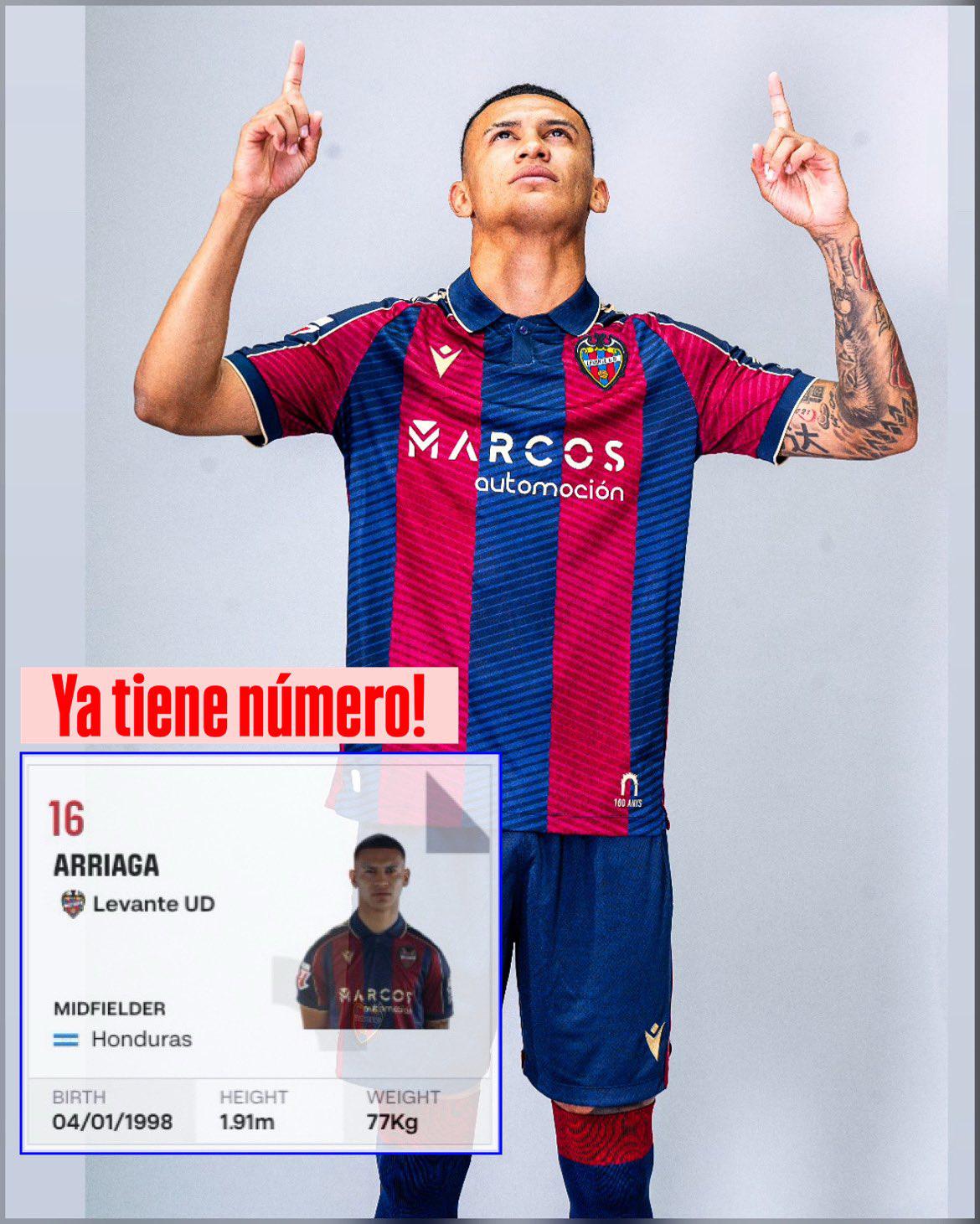 Levante tomó la decisión de darle el número 16 al hondureño.