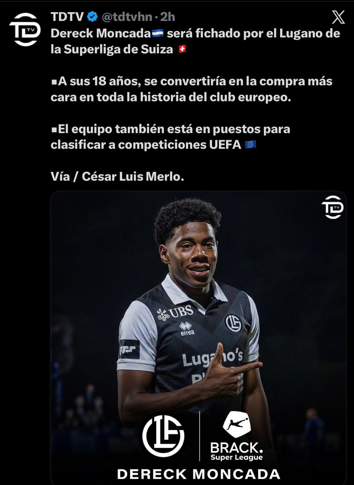 AS alucina su fichaje a Europa: así reacciona la prensa por el traspaso de Dereck Moncada a Lugano