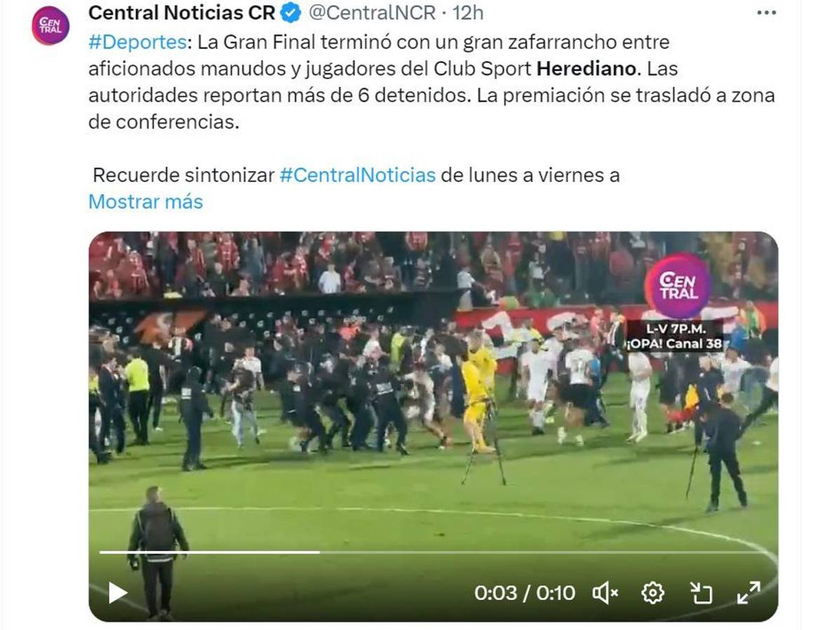 “Vergüenza, malos perdedores”, la escandalosa pelea en la final entre Alajuelense y Herediano en Costa Rica le dio la vuelta al mundo