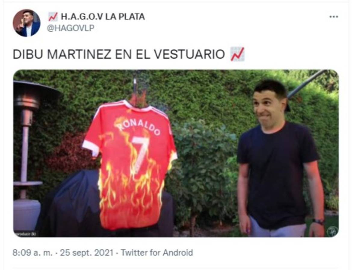 ¡Para morir de risa! Dibu Martínez desafió a Cristiano Ronaldo en la Premier y los memes estallan las redes sociales