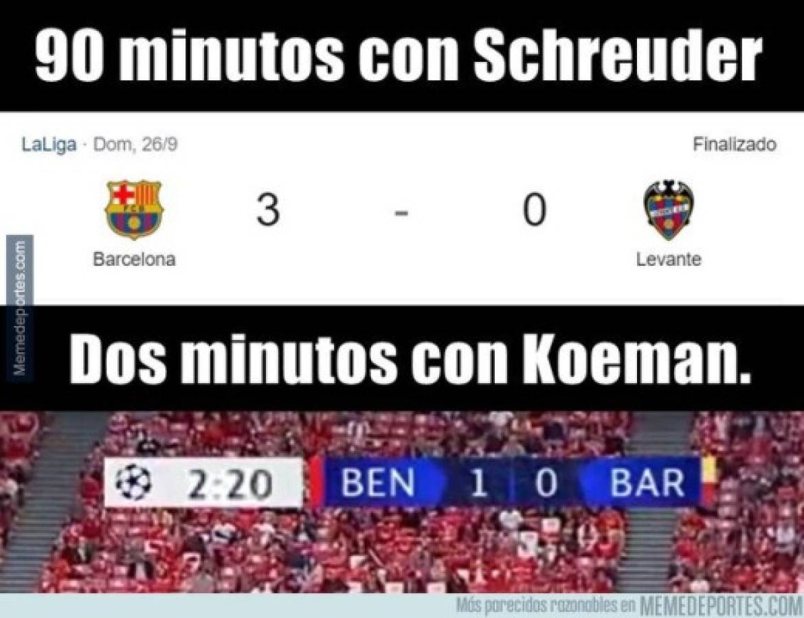 Barcelona fue goleado por el Benfica, se acercan a la Europa League y los memes los destrozan