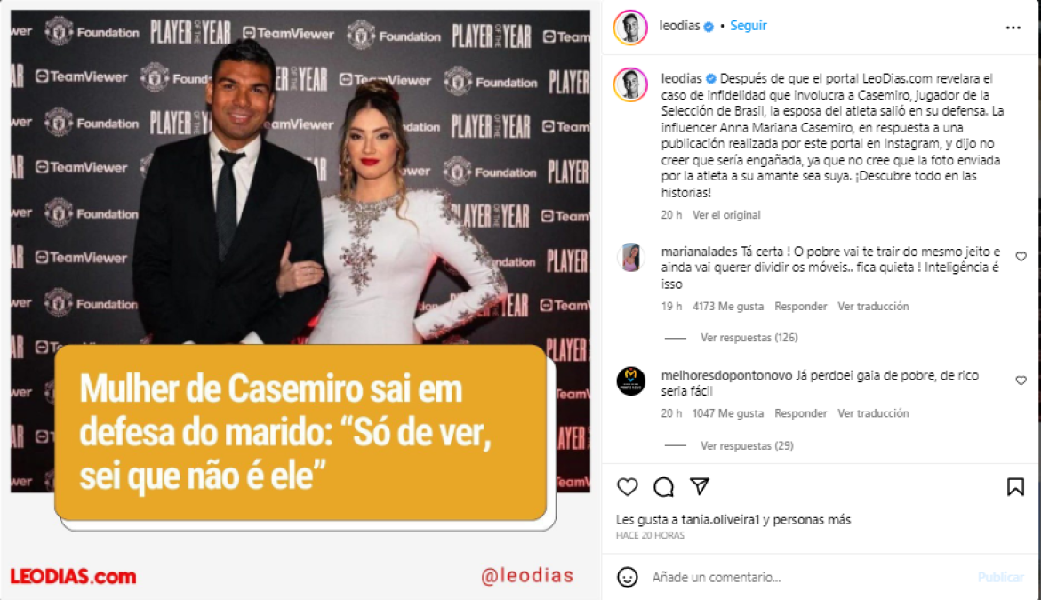 Casemiro y la exuberante modelo con la que habría sido infiel, revelan chat y la respuesta de su esposa Anna Marina