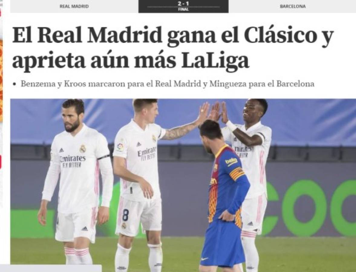 'A estos no hay quien los hunda', prensa mundial tras la victoria del Real Madrid sobre Barcelona