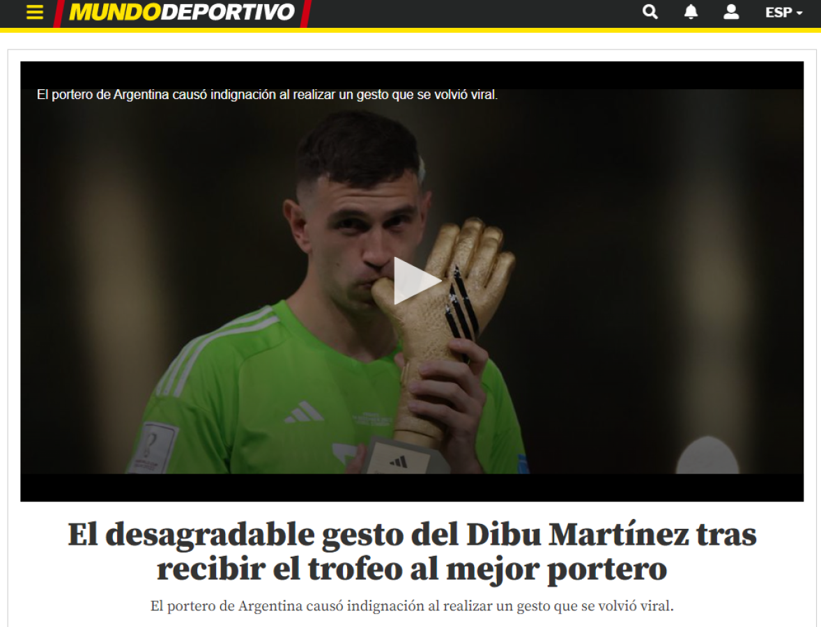 “Tu vulgaridad atenta contra la afición, la FIFA debería quitarte el premio”: explotan críticas contra Dibu Martínez por obscenso gesto