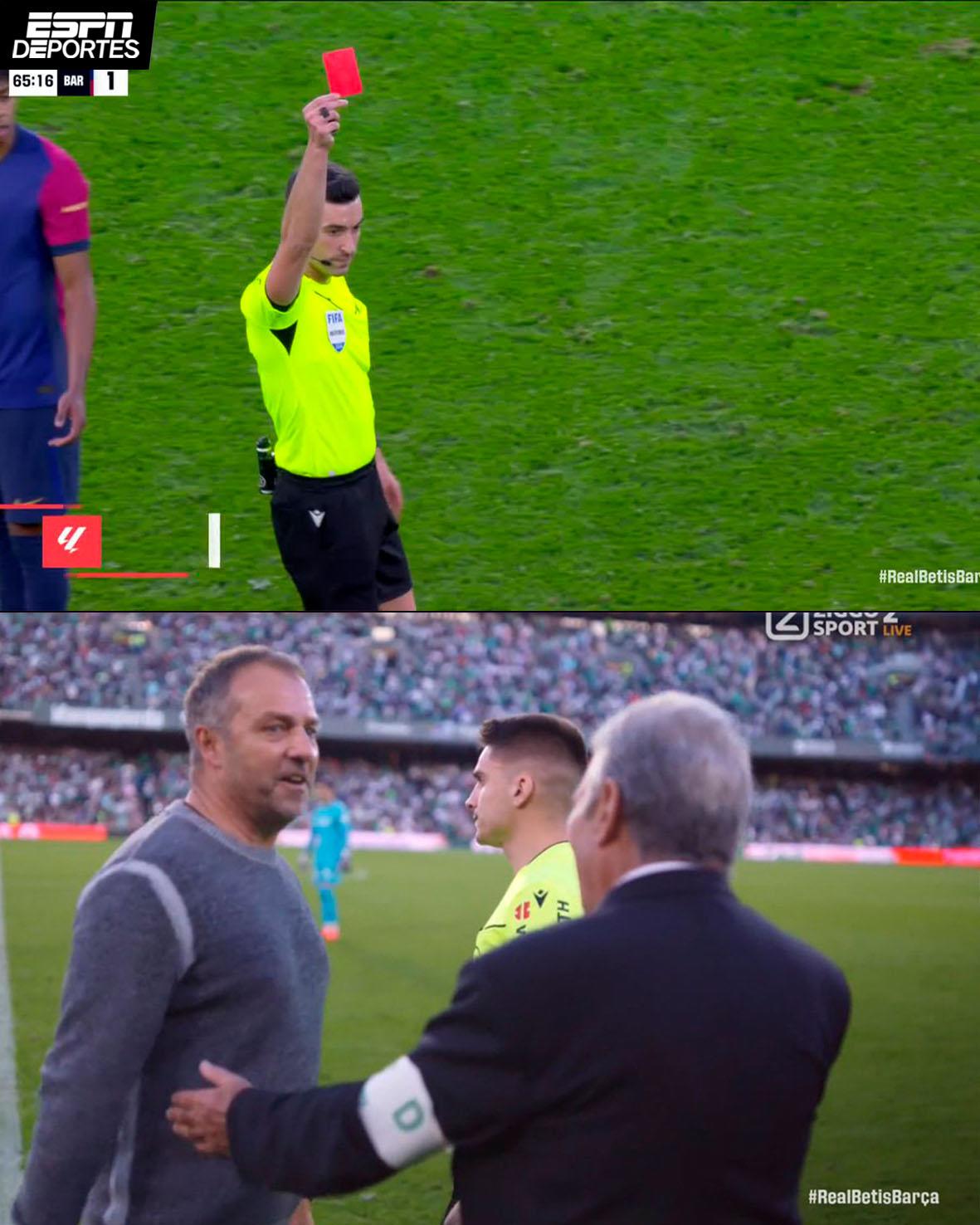 La roja que vio Flick y el jugador que perdió un diente en el Betis-Barcelona: “No le salía sangre y lo ha tirado”