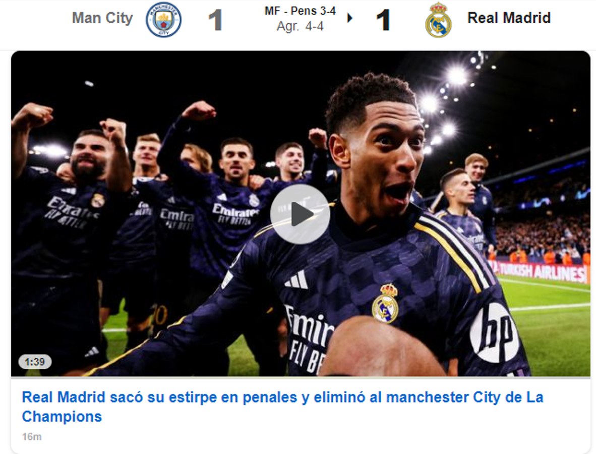 ”No tiene sentido”: lo que dicen los jugadores y medios del triunfo del Real Madrid sobre el City en Champions