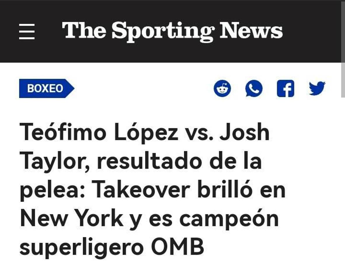 Así reaccionó la prensa internacional a la victoria de Teófimo López ante Josh Taylor por el cinturón OMB del peso superligero