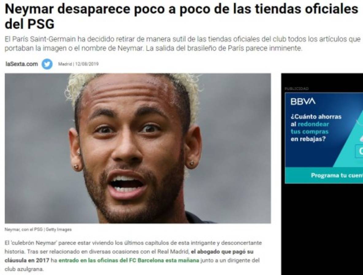 Neymar se roba las portadas en el mundo del futbol con su posible bombazo