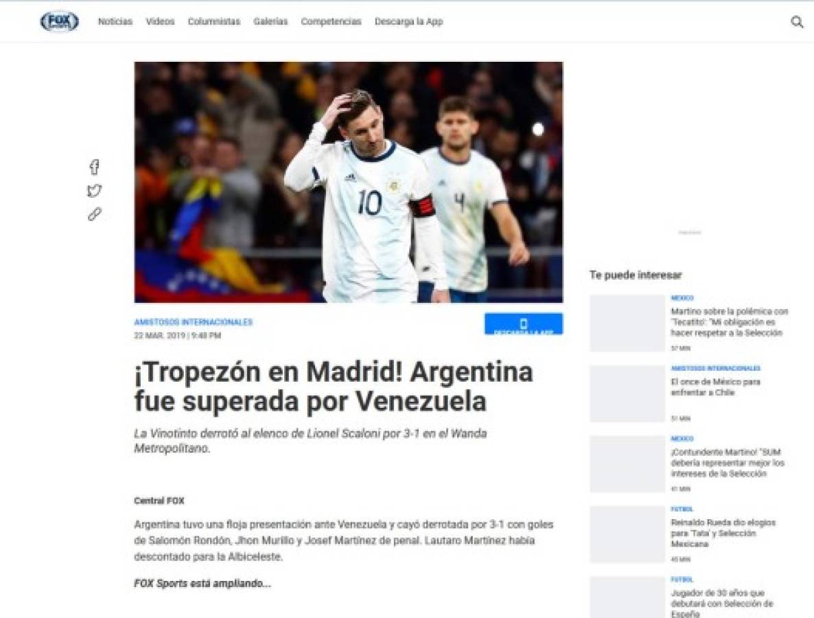 Los medios argentinos y sus titulares sobre derrota de Argentina en la vuelta de Messi