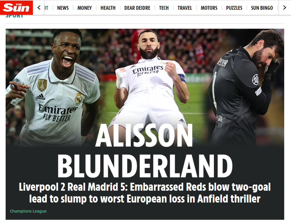 ¡En Inglaterra despedazan al Liverpool! Medios se rinden al supremo Real Madrid que goleó en Champions League