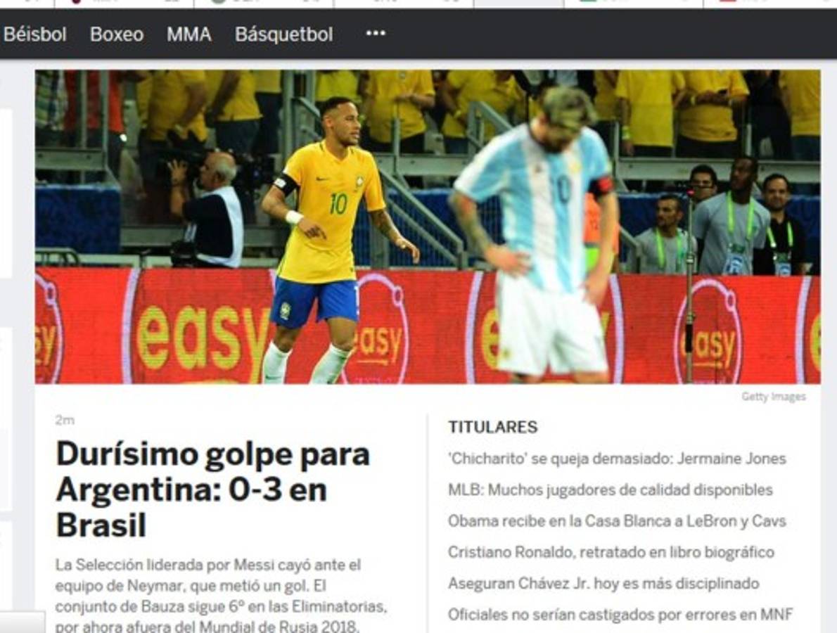 'Catástrofe, humillación', así reacciona la prensa tras goleada de Brasil a Argentina