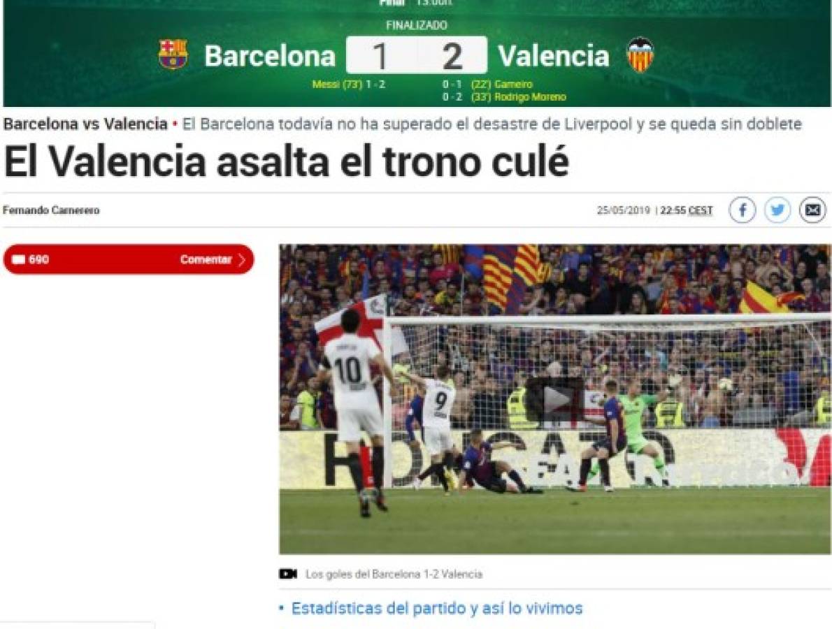 La prensa internacional 'liquida' al Barcelona tras perder la final de la Copa del Rey