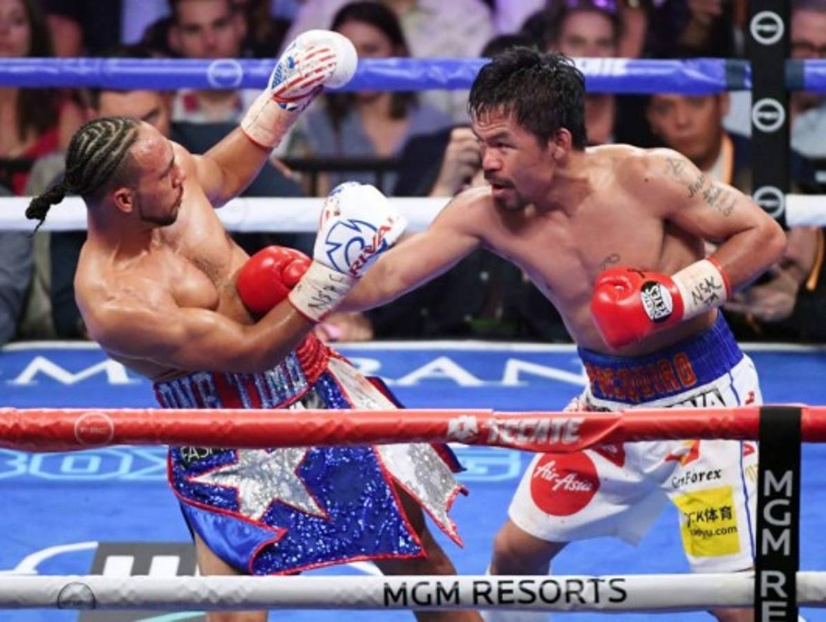 El festejo de Manny Pacquiao tras derrotar a Keith Thurman y el invitado de lujo