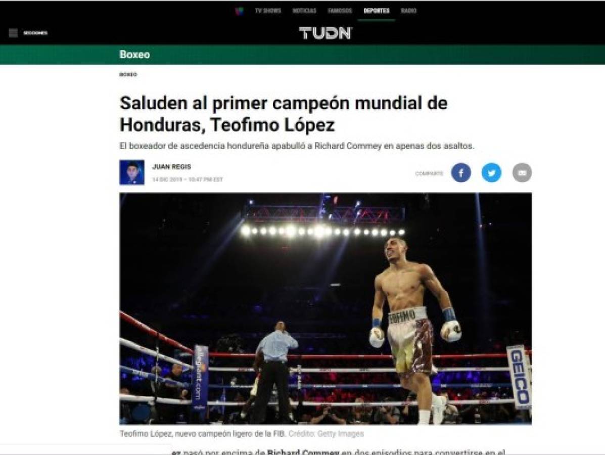 Lo que dicen los medios luego de que Teófimo López ganara el título mundial