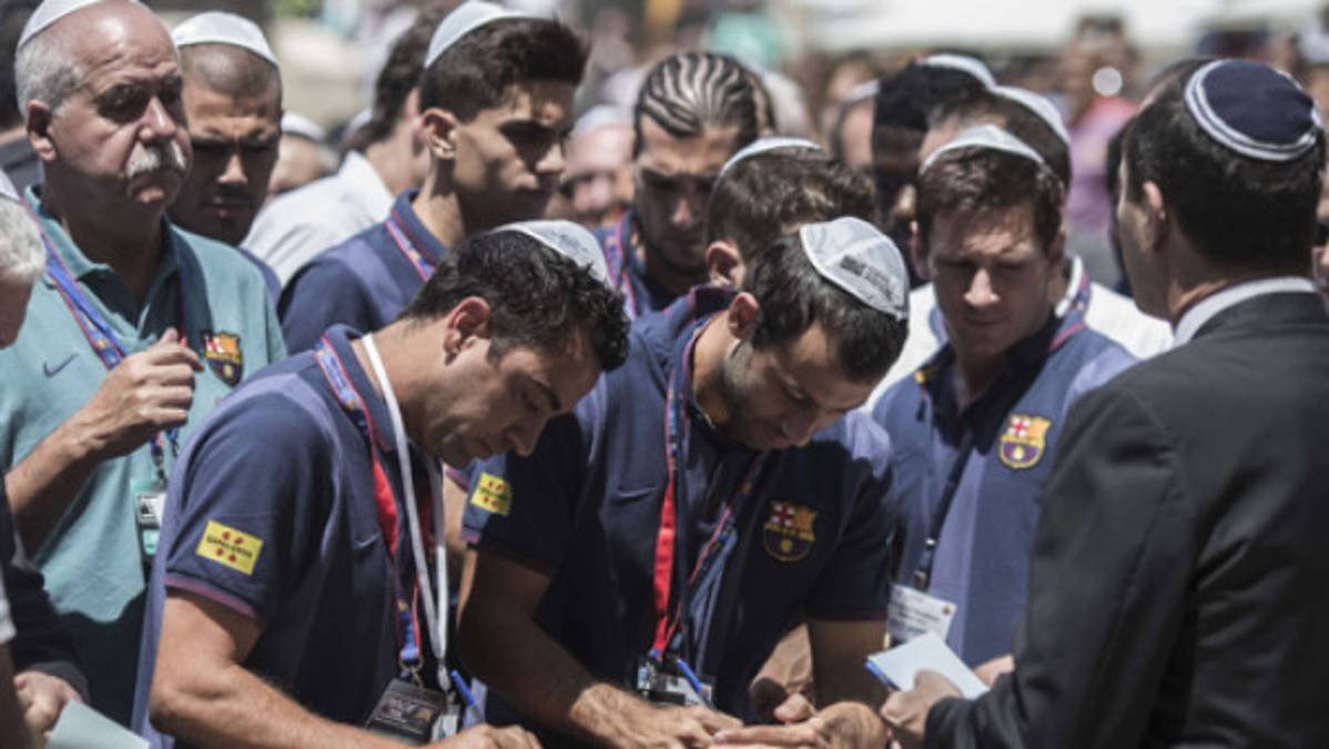 El Barcelona visitó el Muro de los Lamentos