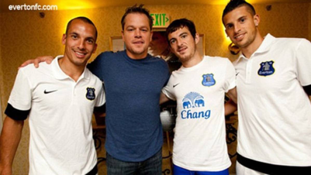 Matt Damon se reunió con jugadores del Everton