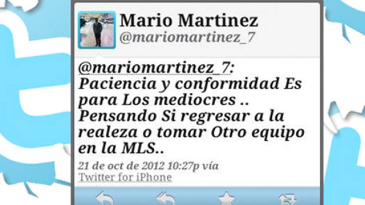 Mario Martínez confiesa en Twitter su molestia por no jugar