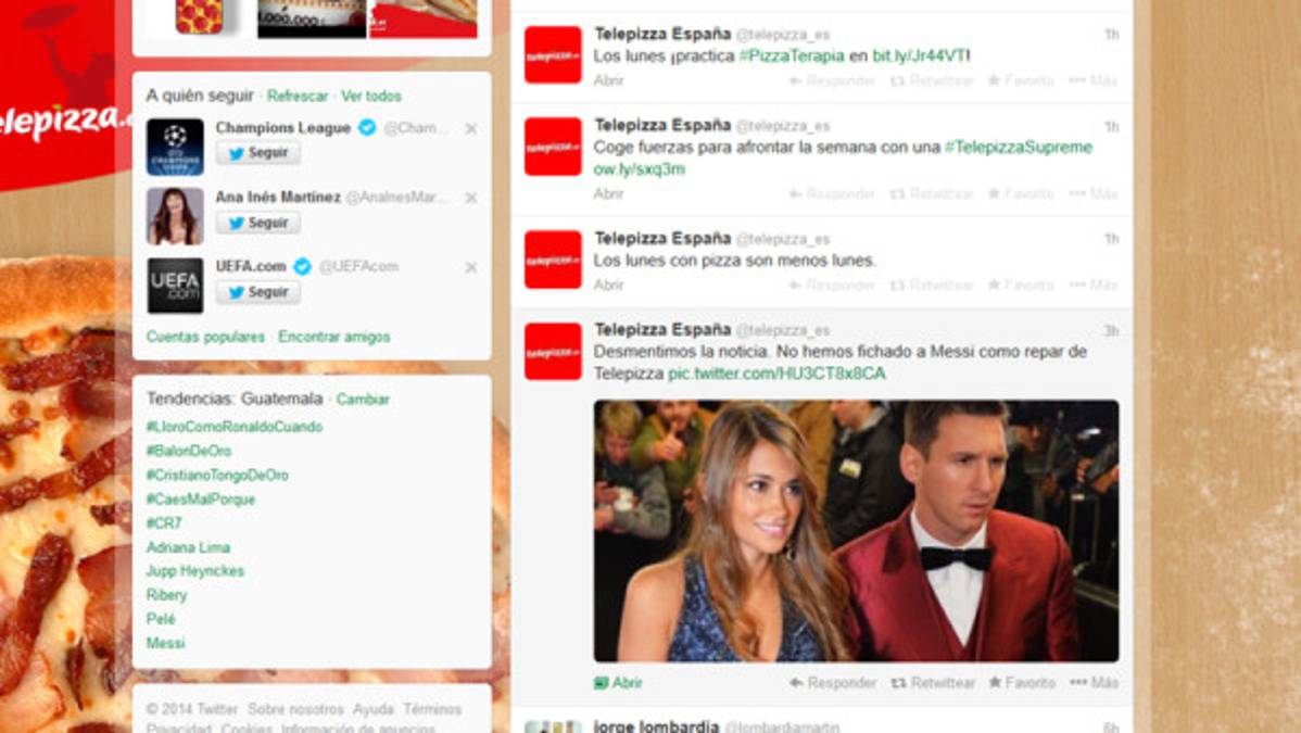 Una famosa pizzería en España se burla del traje de Messi