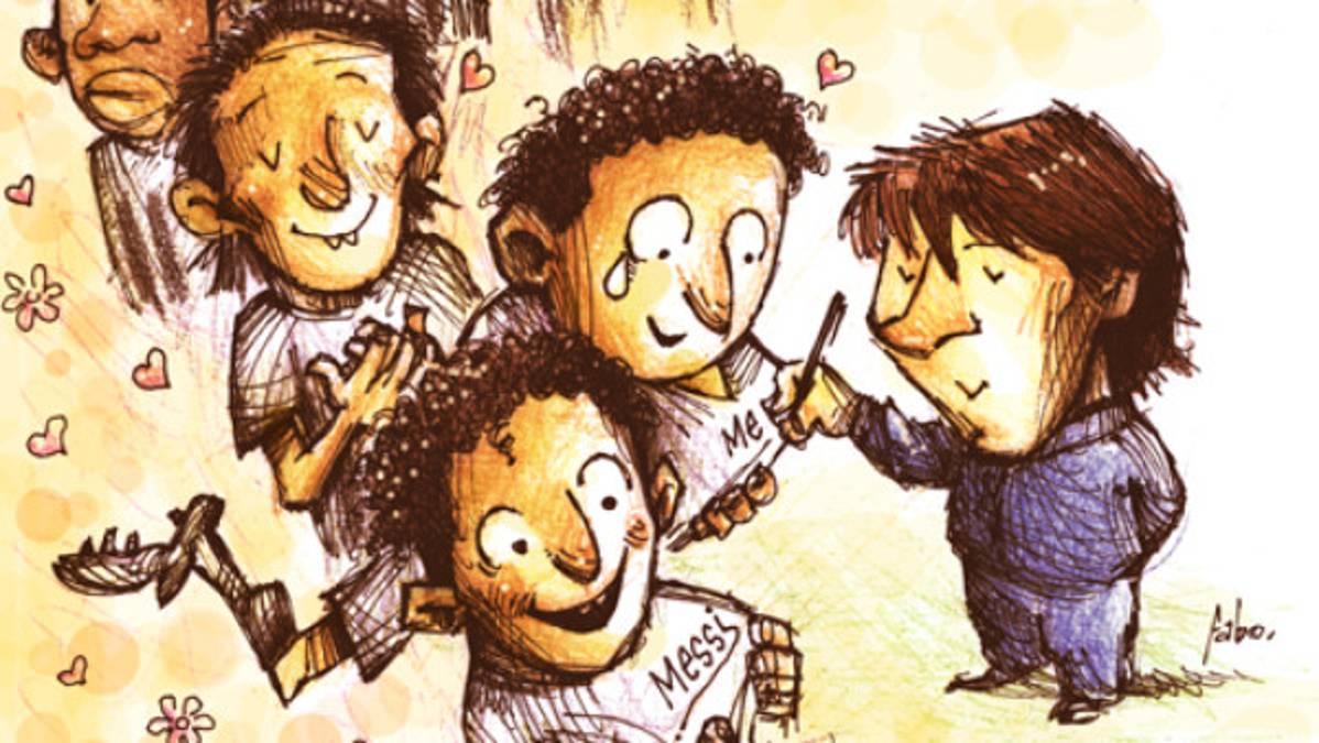 Messi firmó autógrafos a jugadores ticos