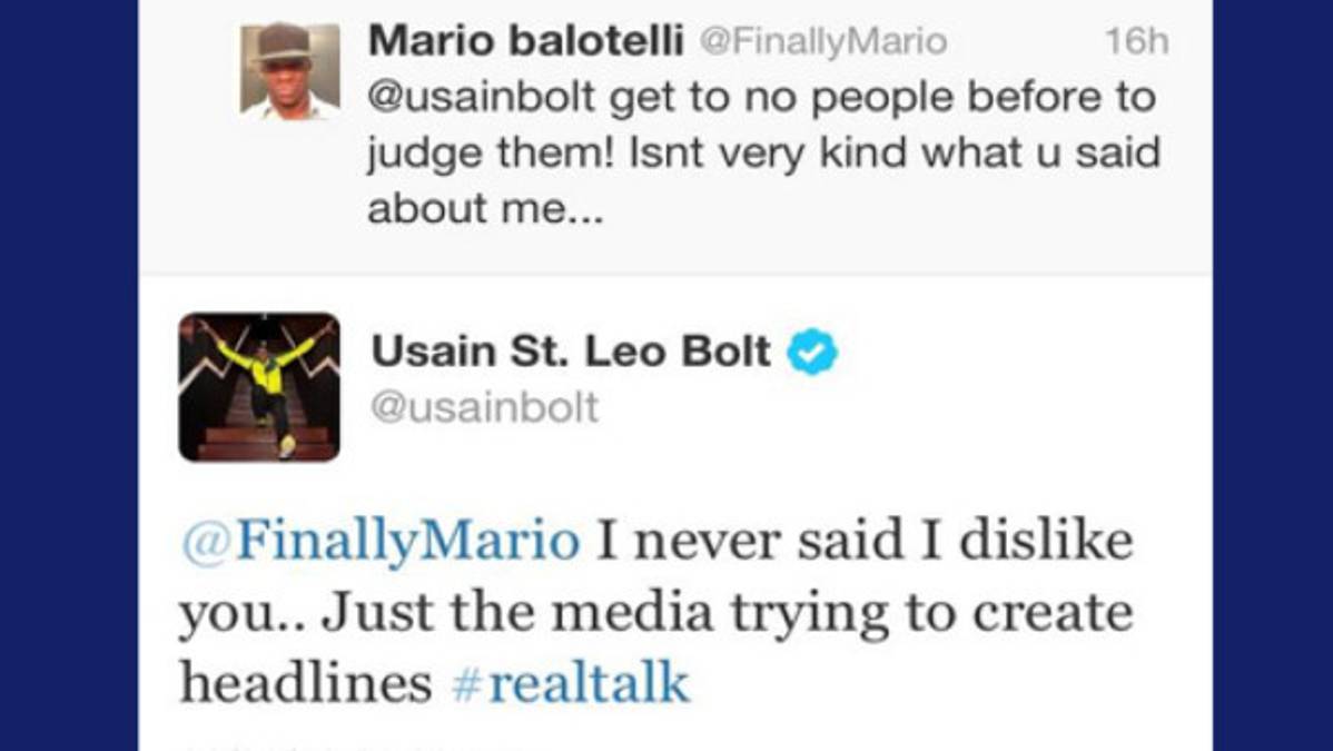 Usain Bolt y Mario Balotelli aclaran sus diferencias por Twitter
