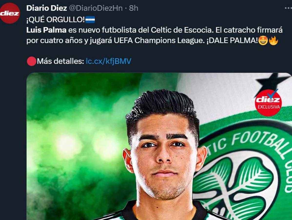 “Luis Palma entre los más caros”, “Jugará Champions League”: La reacción de la prensa al fichaje del hondureño con el Celtic de Escocia